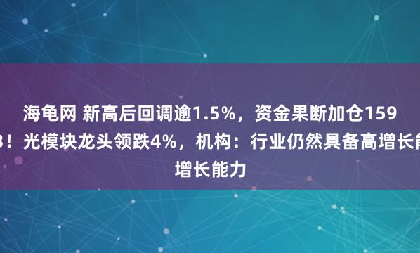 海龟网 新高后回调逾1.5%，资金果断加仓159363！光模块龙头领跌4%，机构：行业仍然具备高增长能力