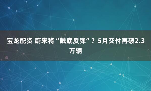 宝龙配资 蔚来将“触底反弹”？5月交付再破2.3万辆